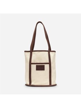 Parker Clay Canvas Tote Bag with Brown Leather Trim